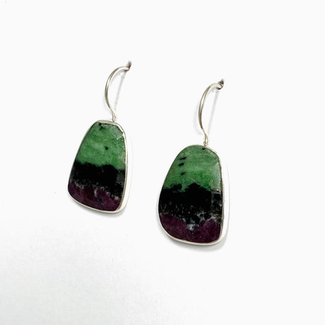 Ruby in Zoisite Freeform Fixed Hook Earrings KEGJ1507 - Nature's Magick