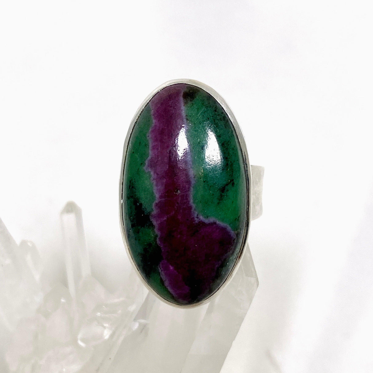 Ruby in Zoisite Oval Ring with a Hammered Band Size 8 KRGJ3251 - Nature's Magick