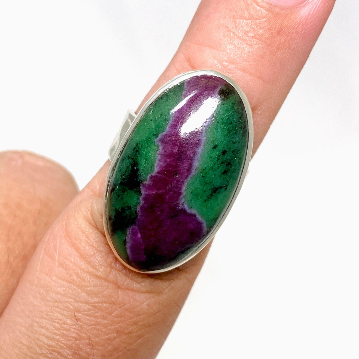 Ruby in Zoisite Oval Ring with a Hammered Band Size 8 KRGJ3251 - Nature's Magick