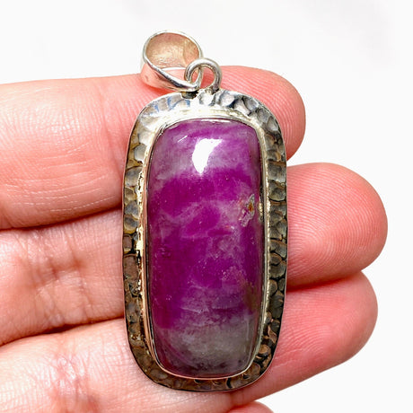 Ruby in Zoisite Rectangular Pendant in a Hammered Setting KPGJ4503 - Nature's Magick