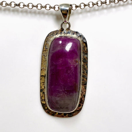 Ruby in Zoisite Rectangular Pendant in a Hammered Setting KPGJ4503 - Nature's Magick