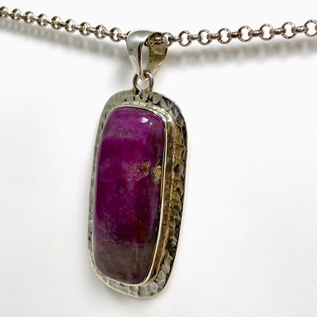 Ruby in Zoisite Rectangular Pendant in a Hammered Setting KPGJ4503 - Nature's Magick