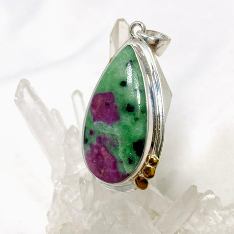 Ruby in Zoisite Teardrop Pendant in a Decorative Setting KPGJ4494 - Nature's Magick