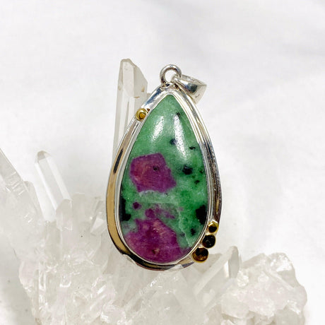 Ruby in Zoisite Teardrop Pendant in a Decorative Setting KPGJ4494 - Nature's Magick