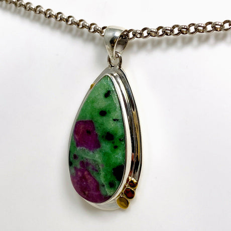 Ruby in Zoisite Teardrop Pendant in a Decorative Setting KPGJ4494 - Nature's Magick