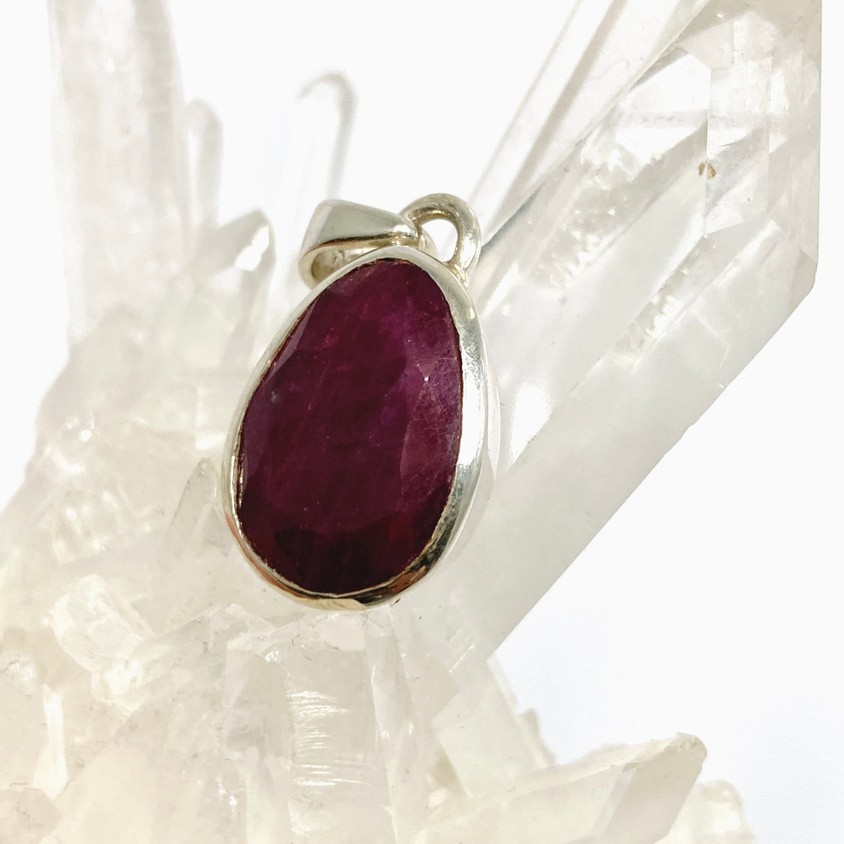 Ruby (India) Freeform Faceted Pendant PPGJ1211
