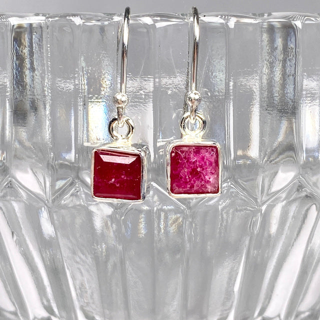 Ruby petite square faceted earrings R2363-RBS - Nature's Magick