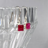 Ruby petite square faceted earrings R2363-RBS - Nature's Magick