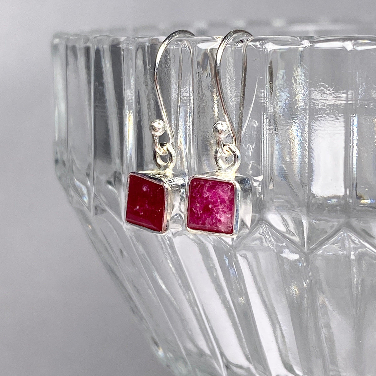 Ruby petite square faceted earrings R2363-RBS - Nature's Magick