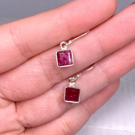 Ruby petite square faceted earrings R2363-RBS - Nature's Magick