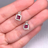 Ruby petite square faceted earrings R2363-RBS - Nature's Magick