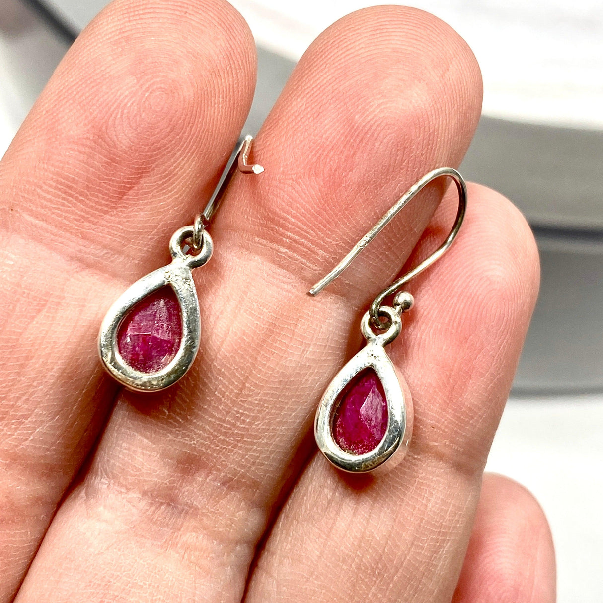 Ruby petite teardrop faceted earrings R2363-RBD - Nature's Magick