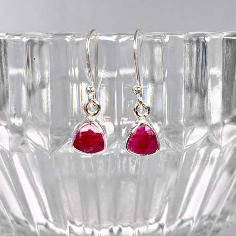 Ruby petite triangular faceted earrings R2363-RBT - Nature's Magick