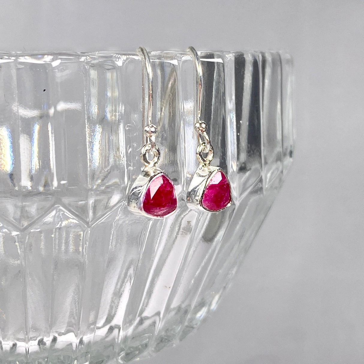 Ruby petite triangular faceted earrings R2363-RBT - Nature's Magick