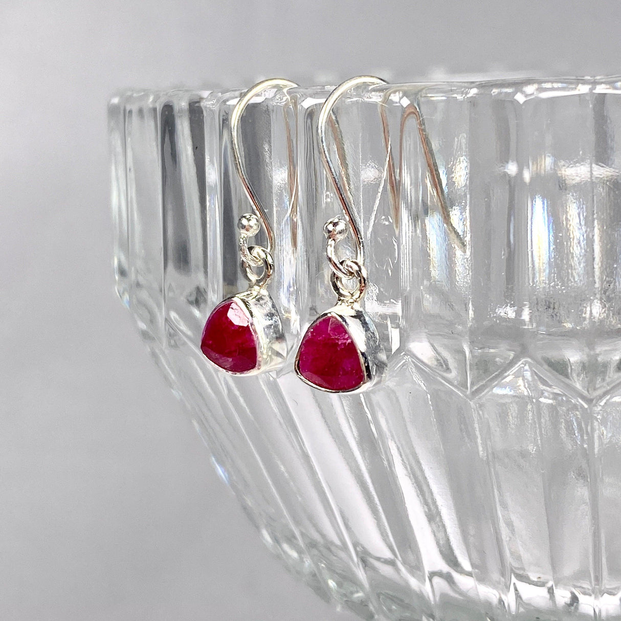 Ruby petite triangular faceted earrings R2363-RBT - Nature's Magick