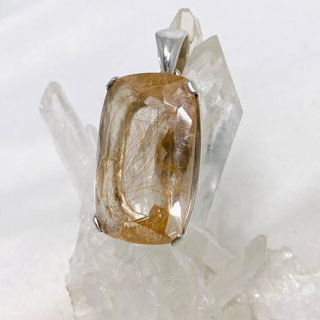 Rutilated Quartz Faceted Rectangular Pendant PPGJ705 - Nature's Magick