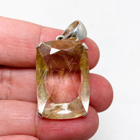 Rutilated Quartz Faceted Rectangular Pendant PPGJ705 - Nature's Magick