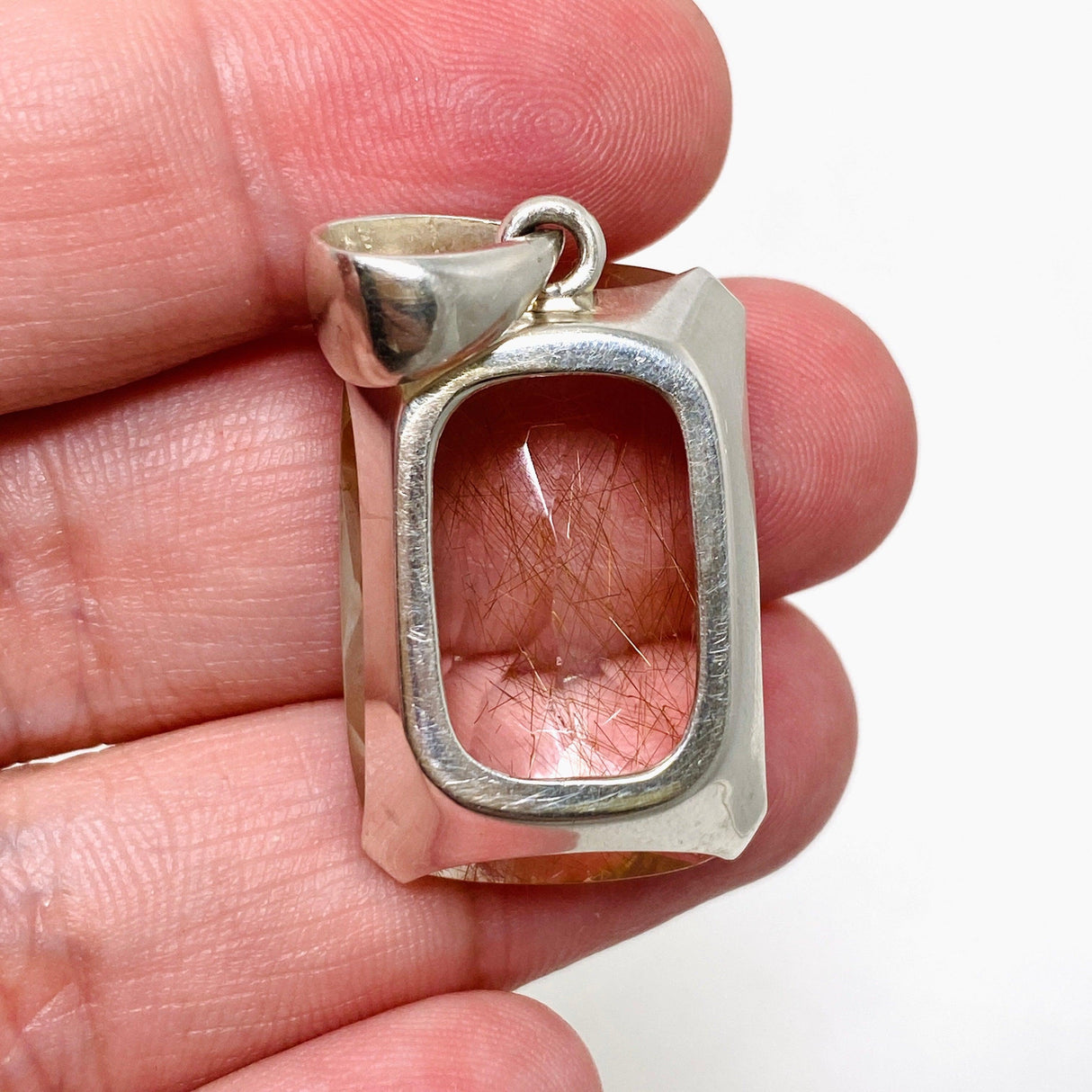 Rutilated Quartz Faceted Rectangular Pendant PPGJ705 - Nature's Magick