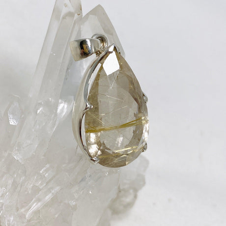 Rutilated Quartz Faceted Teardrop Pendant PPGJ713 - Nature's Magick