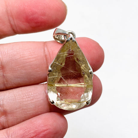 Rutilated Quartz Faceted Teardrop Pendant PPGJ713 - Nature's Magick