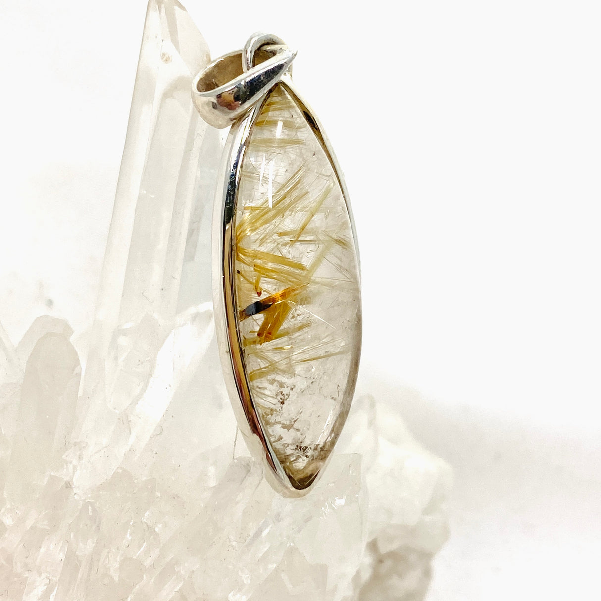 Rutilated Quartz Marquise Cabochon Pendant PPGJ837