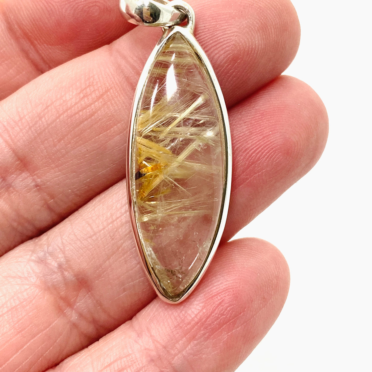 Rutilated Quartz Marquise Cabochon Pendant PPGJ837