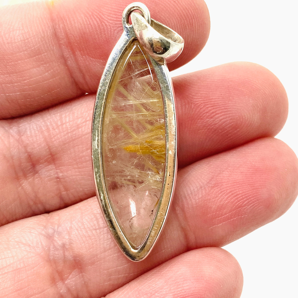 Rutilated Quartz Marquise Cabochon Pendant PPGJ837