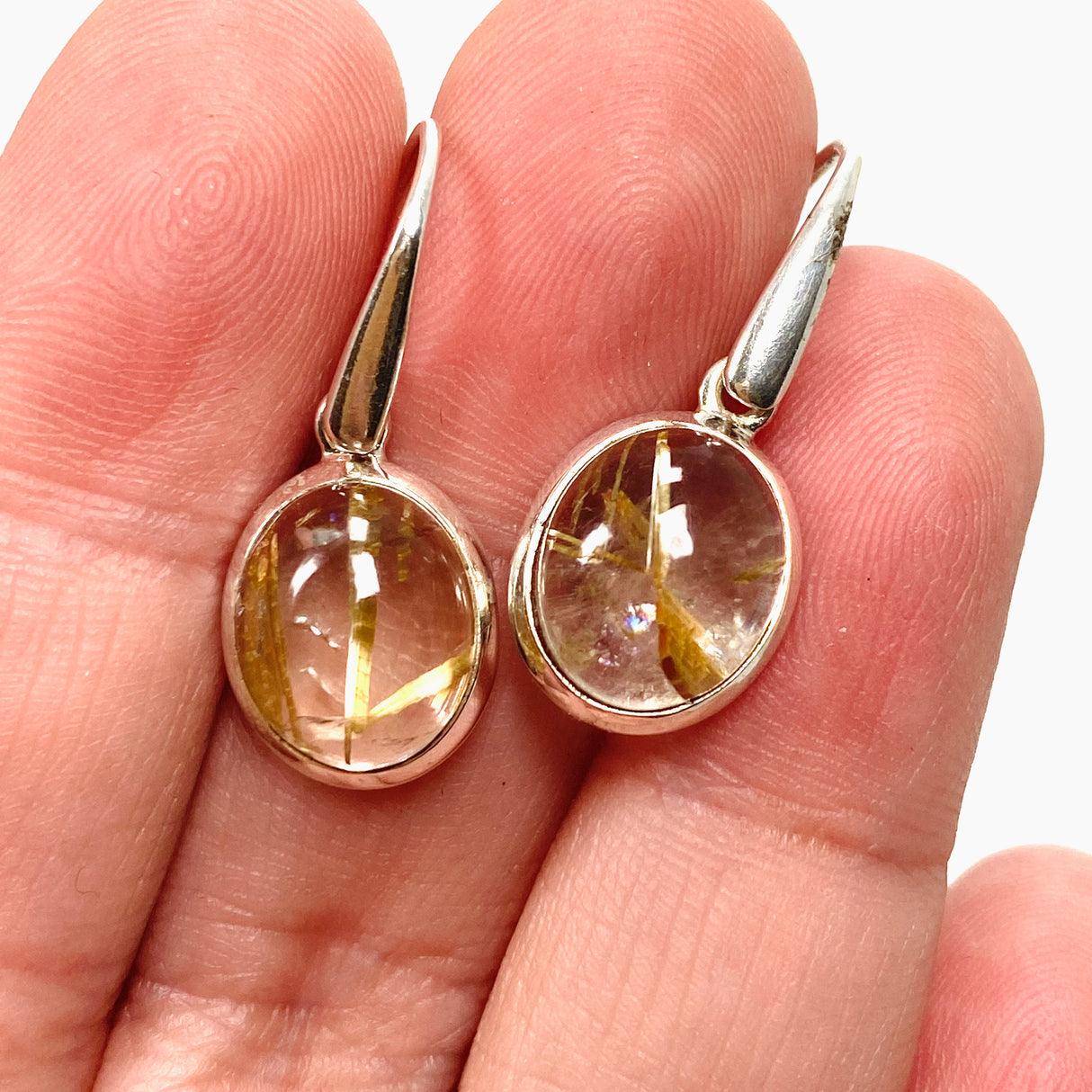 Rutilated Quartz Oval Cabochon Earrings PEGJ197