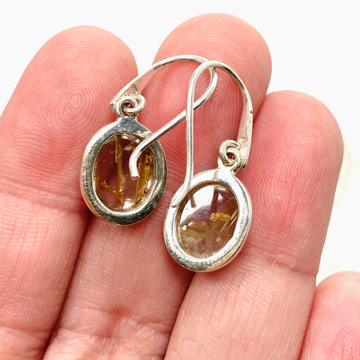 Rutilated Quartz Oval Cabochon Earrings PEGJ197