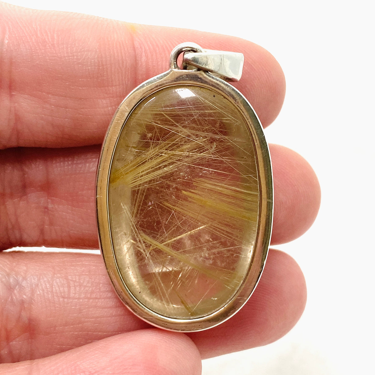 Rutilated Quartz Oval Cabochon Pendant PPGJ835