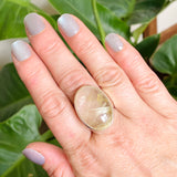 Rutilated Quartz Oval Cabochon Ring Size 10 PRGJ597