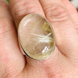 Rutilated Quartz Oval Cabochon Ring Size 10 PRGJ597