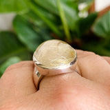 Rutilated Quartz Oval Cabochon Ring Size 10 PRGJ597