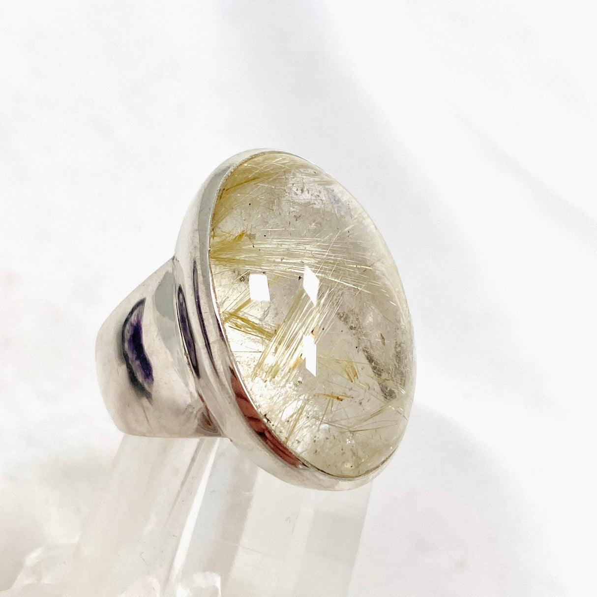 Rutilated Quartz Oval Cabochon Ring Size 10 PRGJ597