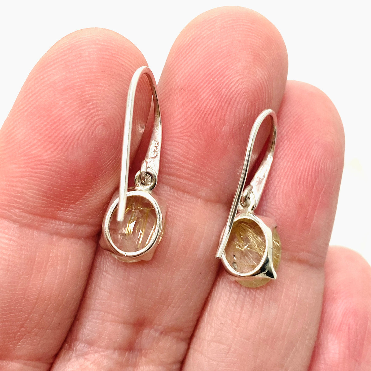 Rutilated Quartz Oval Faceted Earrings PEGJ199