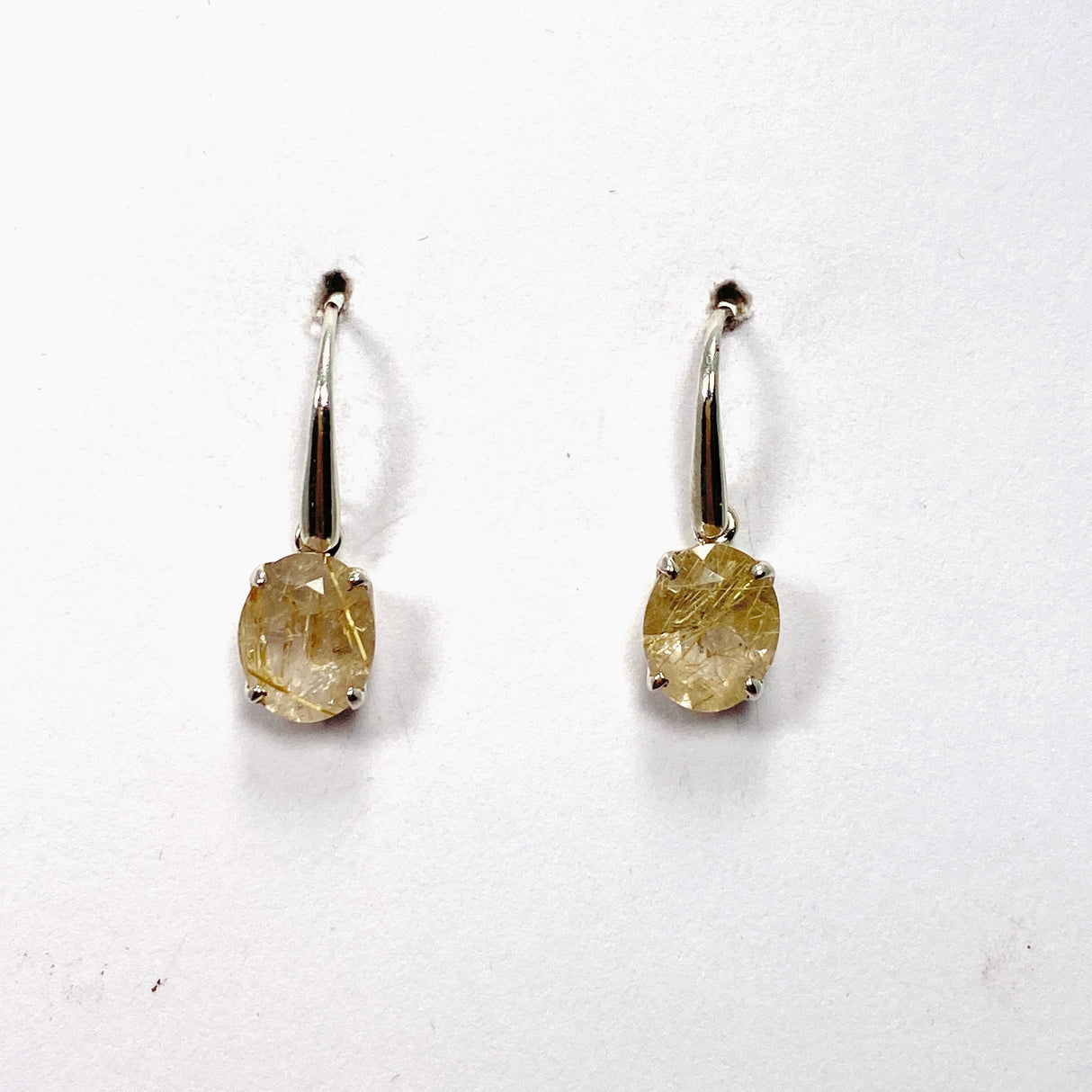 Rutilated Quartz Oval Faceted Earrings PEGJ199