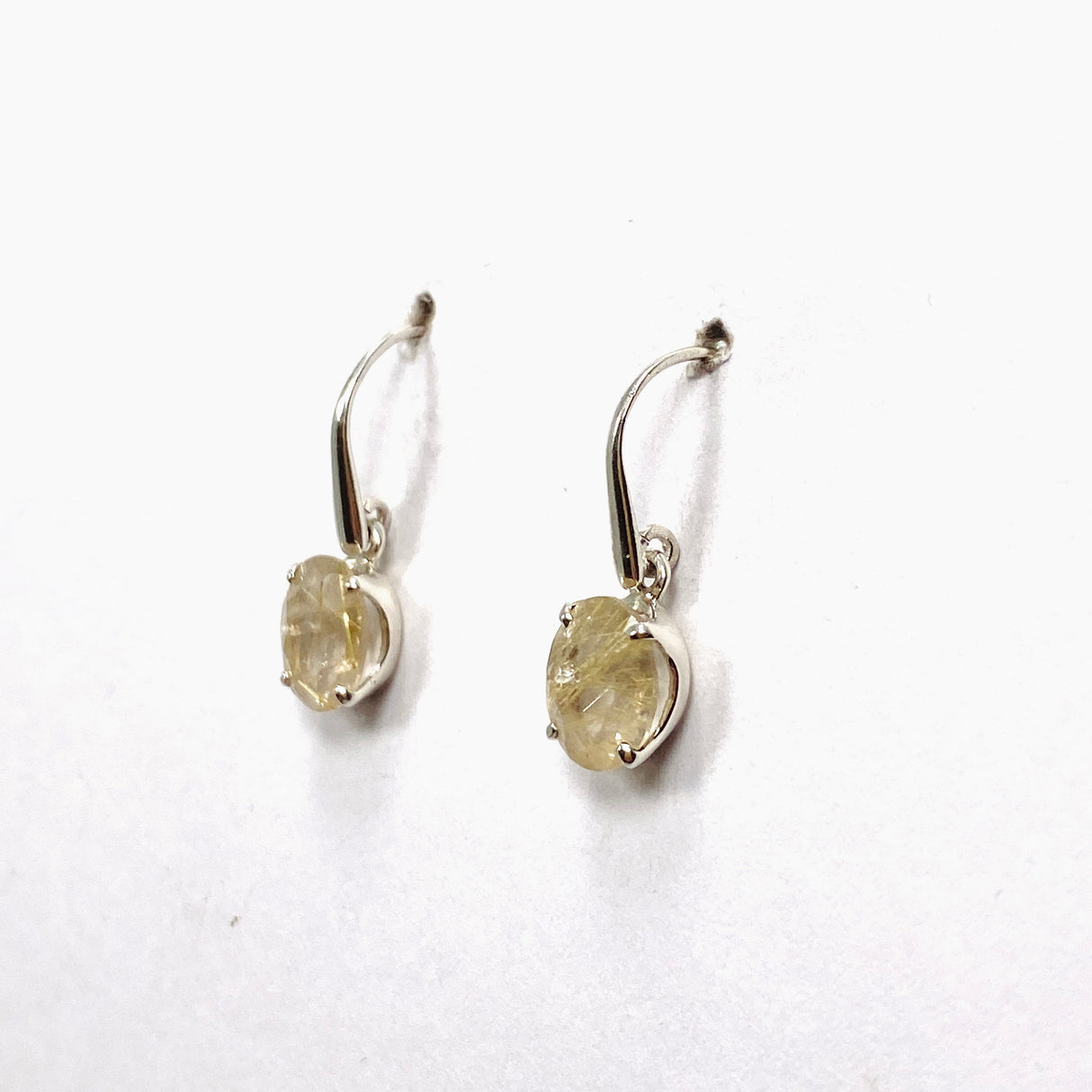 Rutilated Quartz Oval Faceted Earrings PEGJ199