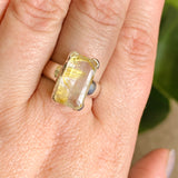 Rutilated Quartz Rectangular Faceted Ring Size 8 PRGJ606