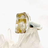 Rutilated Quartz Rectangular Faceted Ring Size 8 PRGJ606