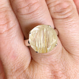 Rutilated Quartz Round Faceted Ring Size 9.5 PRGJ605