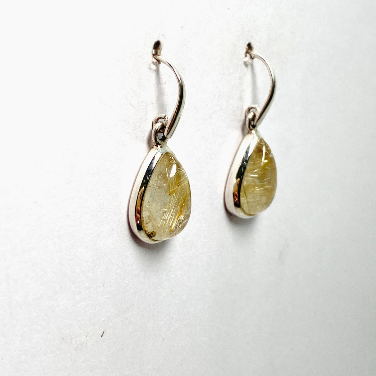 Rutilated Quartz Teardrop Cabochon Earrings PEGJ198