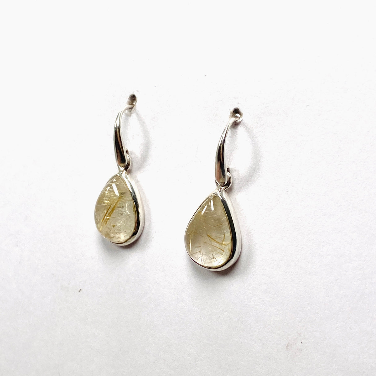 Rutilated Quartz Teardrop Cabochon Earrings PEGJ198