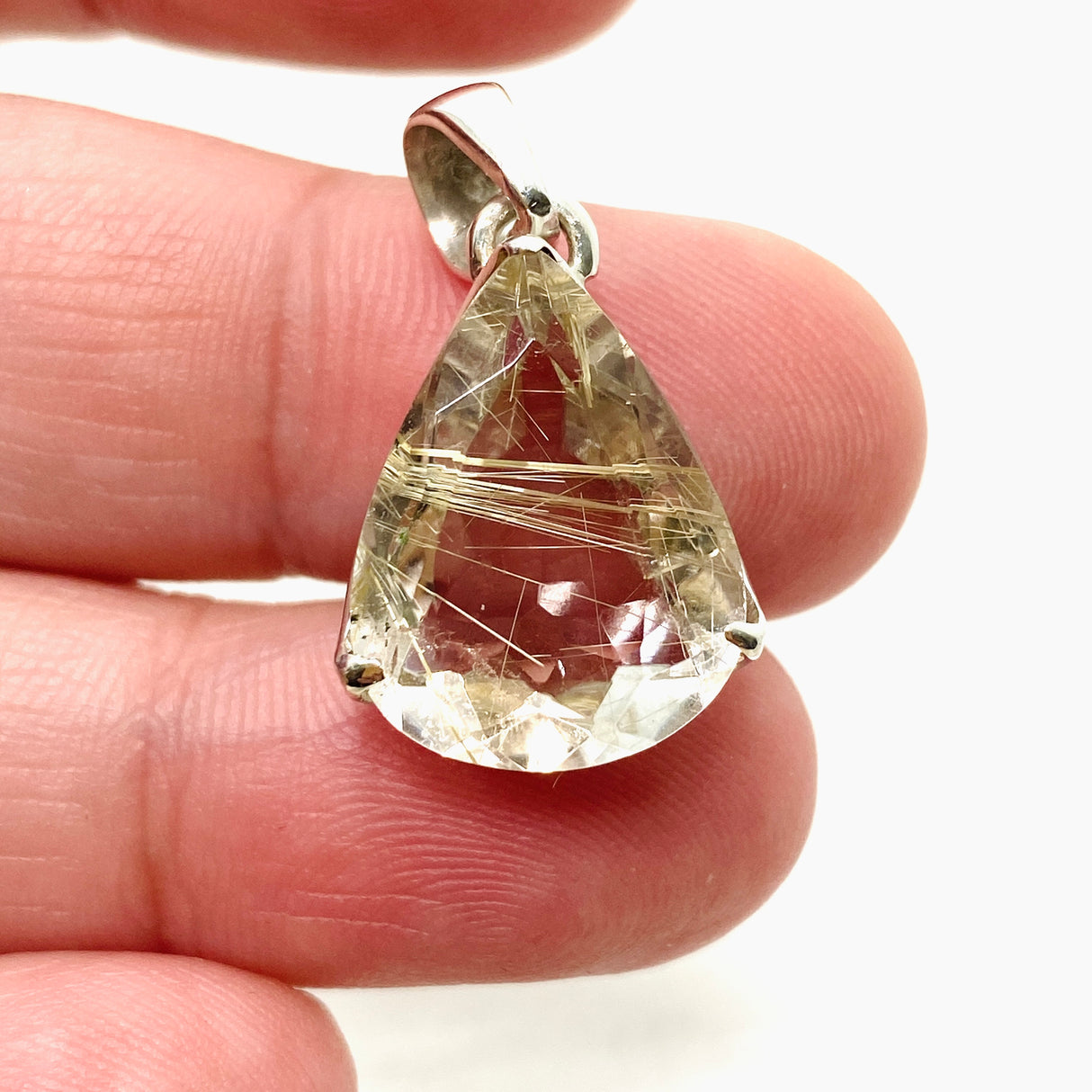 Rutilated Quartz Teardrop Faceted Pendant PPGJ841