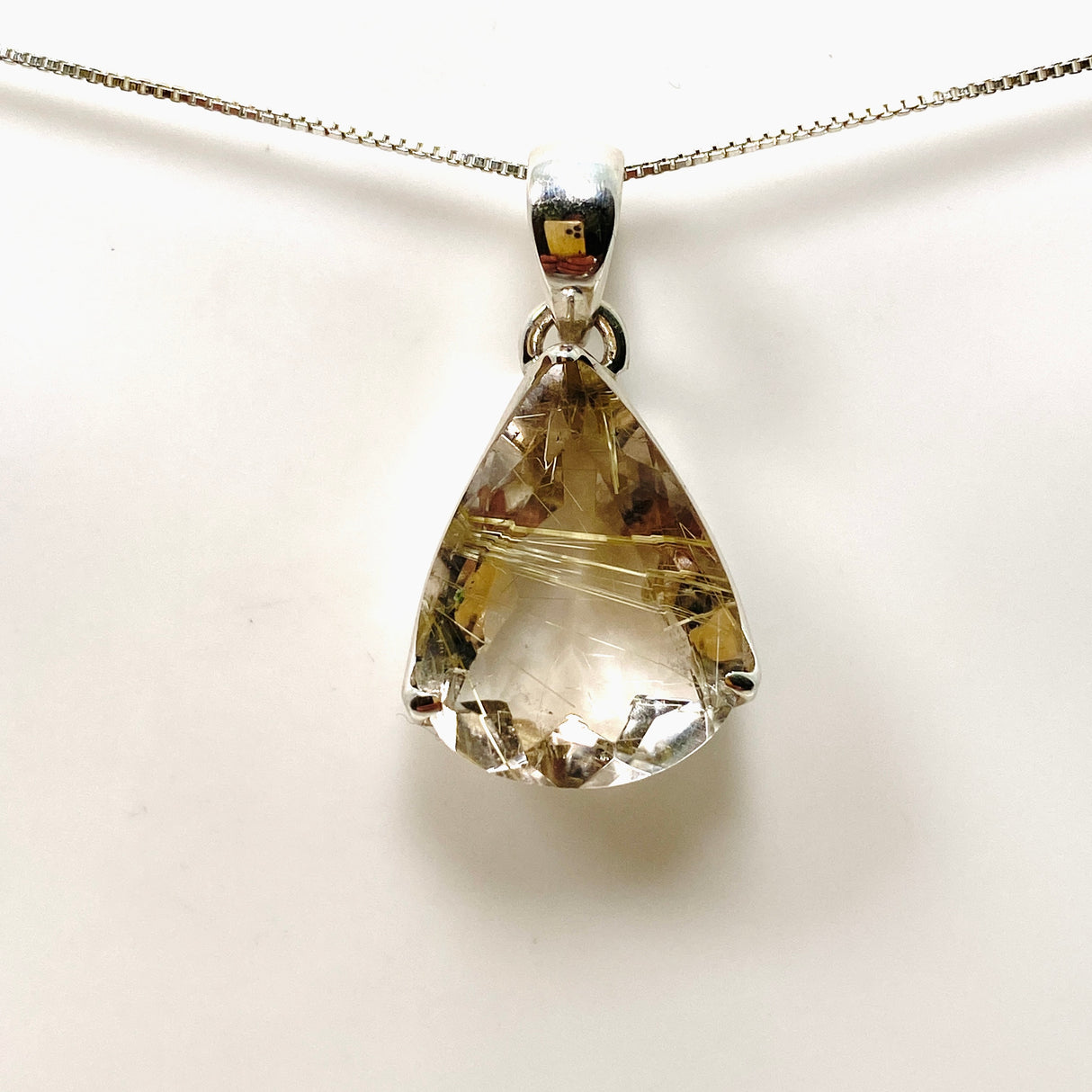 Rutilated Quartz Teardrop Faceted Pendant PPGJ841