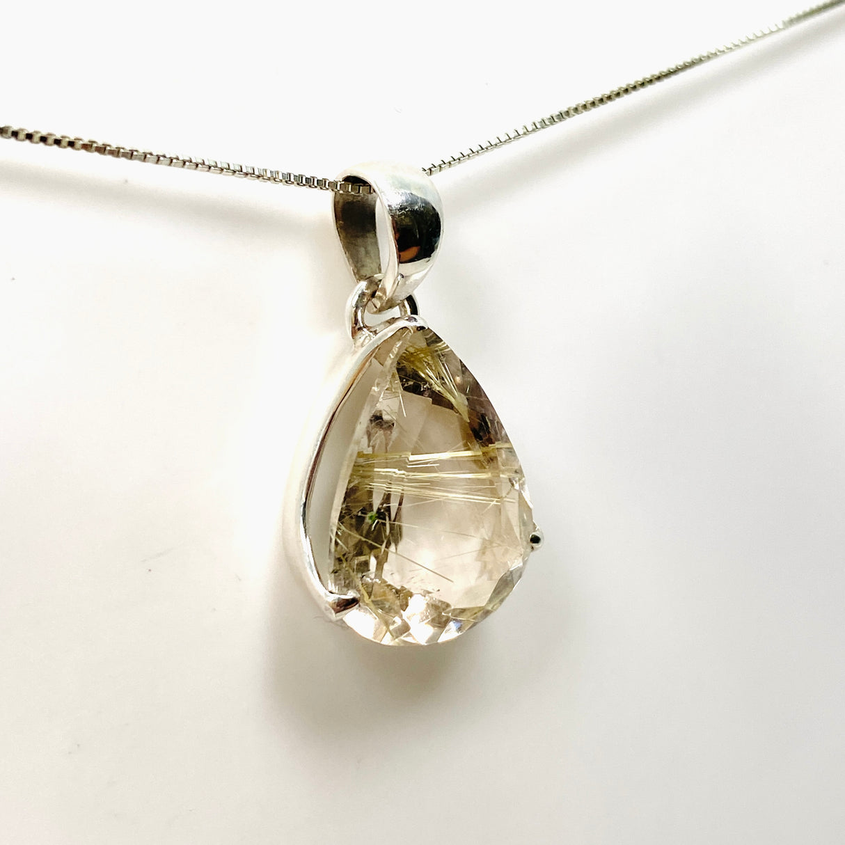 Rutilated Quartz Teardrop Faceted Pendant PPGJ841