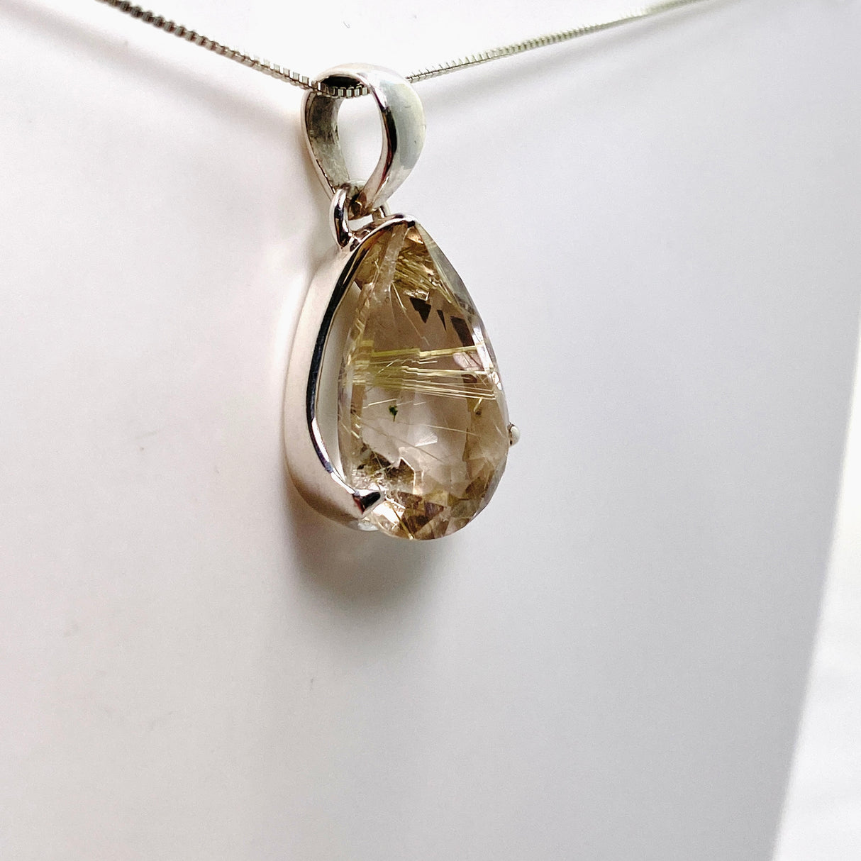 Rutilated Quartz Teardrop Faceted Pendant PPGJ841