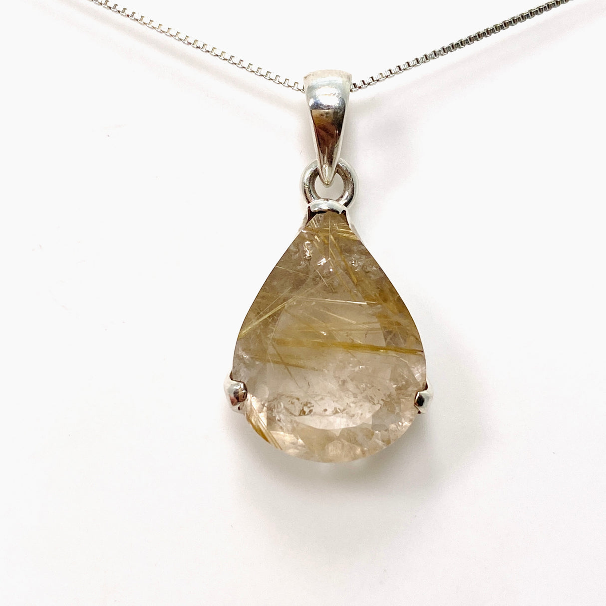 Rutilated Quartz Teardrop Faceted Pendant PPGJ842