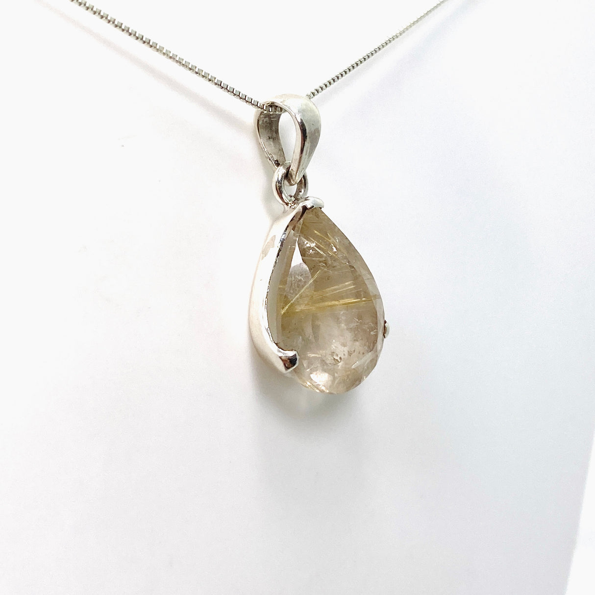 Rutilated Quartz Teardrop Faceted Pendant PPGJ842