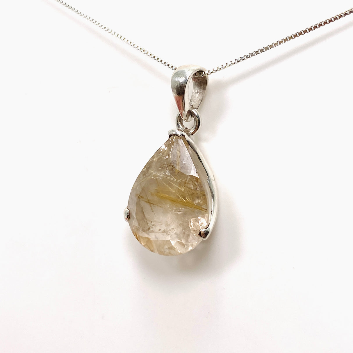 Rutilated Quartz Teardrop Faceted Pendant PPGJ842