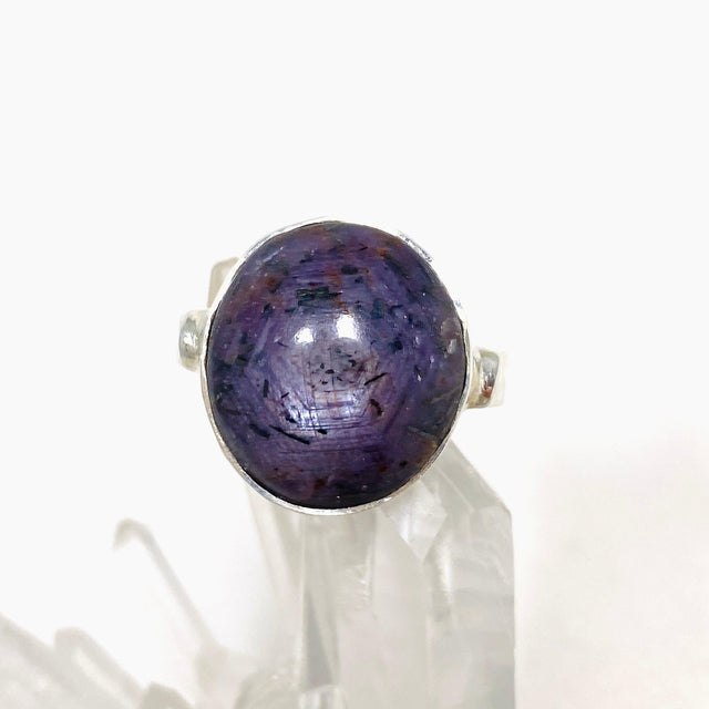 Sapphire Oval Ring with Hammered Band Size 8 KRGJ3187 - Nature's Magick